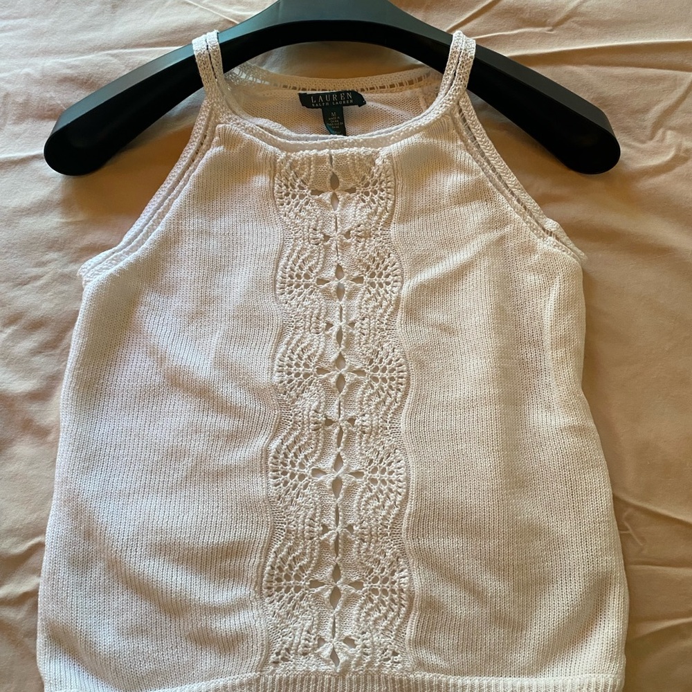 Lauren Ralph Lauren White Lace Detail Tank Top
